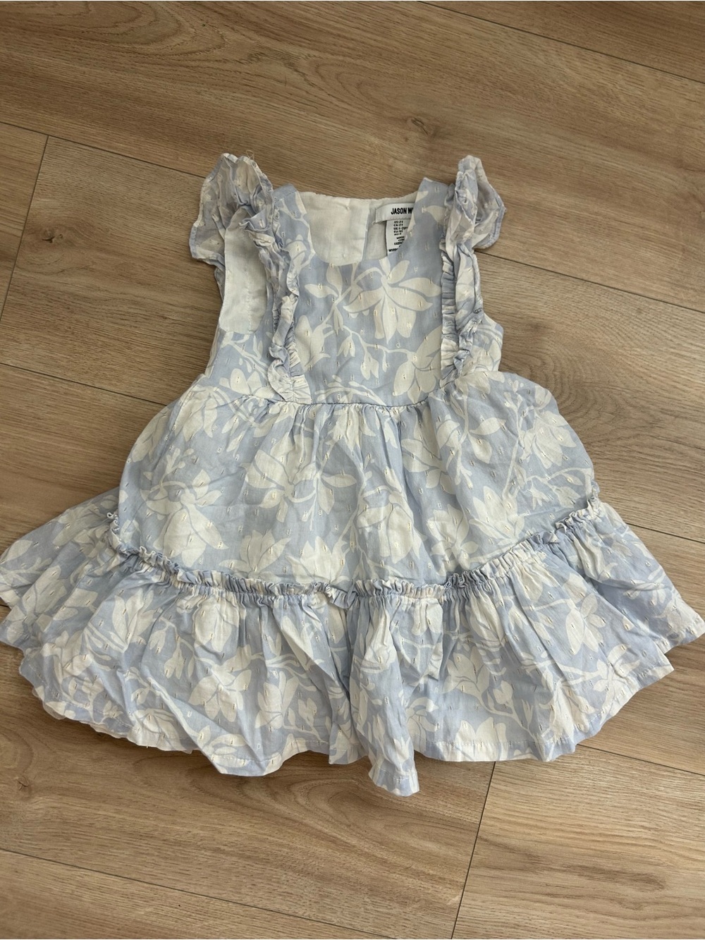 Jason Wu Light Blue & White Floral Tiered Ruffle Dress - Picture 2 of 4